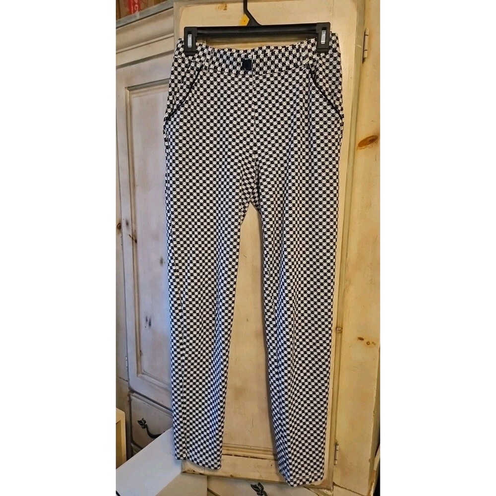 Betabrand Yoga Dress Pants Womens Small Black & White Cat Print Stretch Pull On